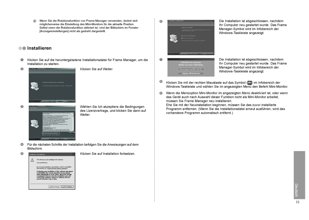 Samsung LP08IPLSBTZEN, LP10IPLSBTZEN, LP08IPLEBTZEN manual Installieren 