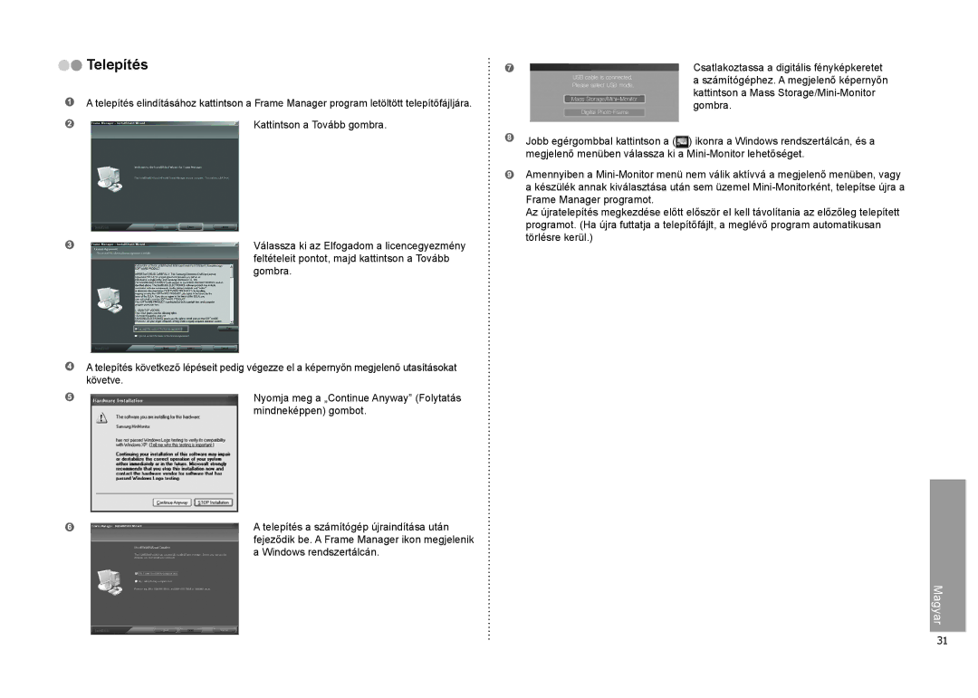 Samsung LP08IPLEBTZEN, LP10IPLSBTZEN, LP08IPLSBTZEN manual Telepítés 