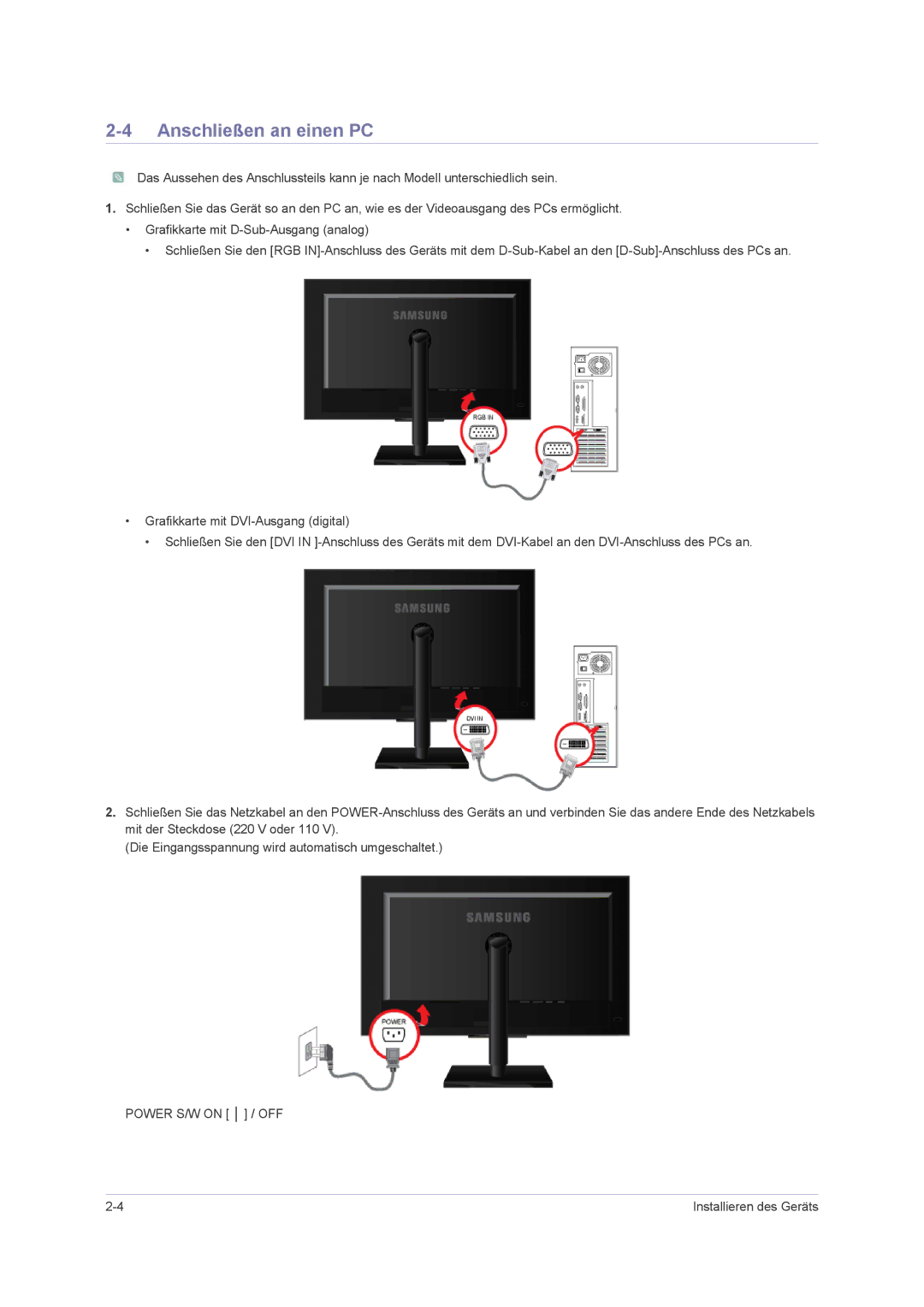 Samsung LS23NVMAH5/EN, LS-F2380MAH/KR, LS23NVMAB5/EN manual Anschließen an einen PC 