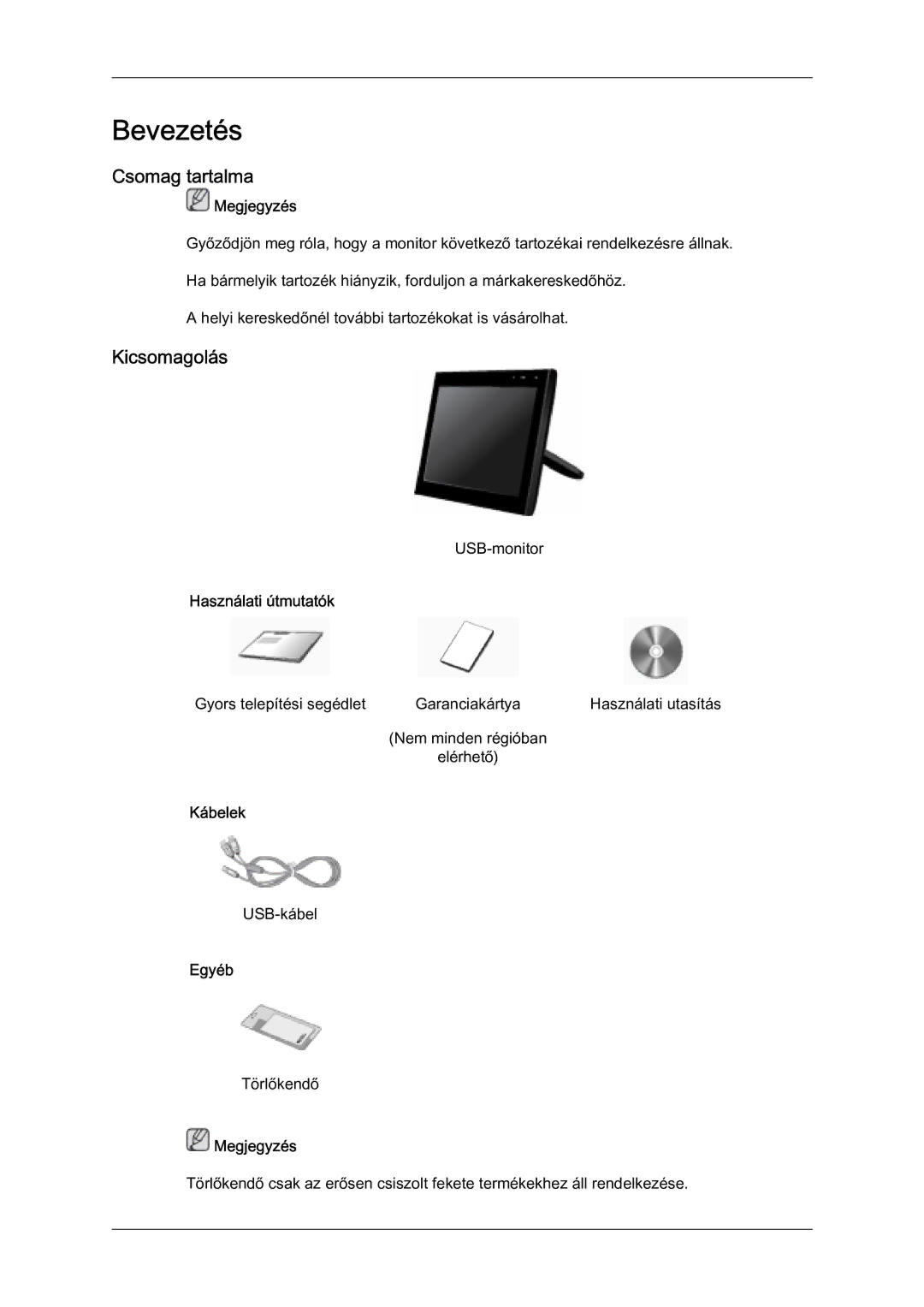 Samsung LS07LDPSF/EN manual Bevezetés, Csomag tartalma, Kicsomagolás 