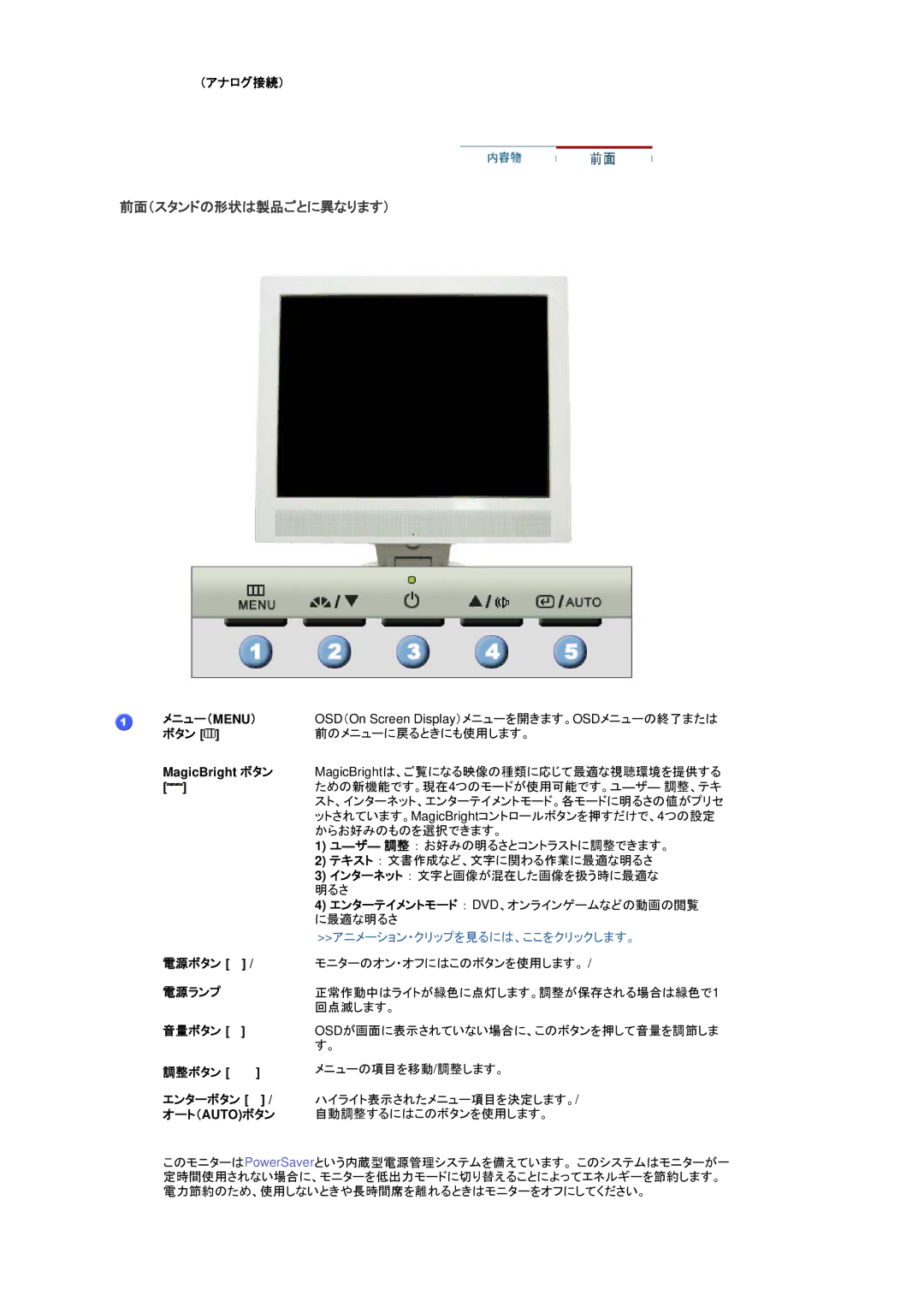 Samsung LS15GKMHN/XSJ manual 前面（スタンドの形状は製品ごとに異なります） 