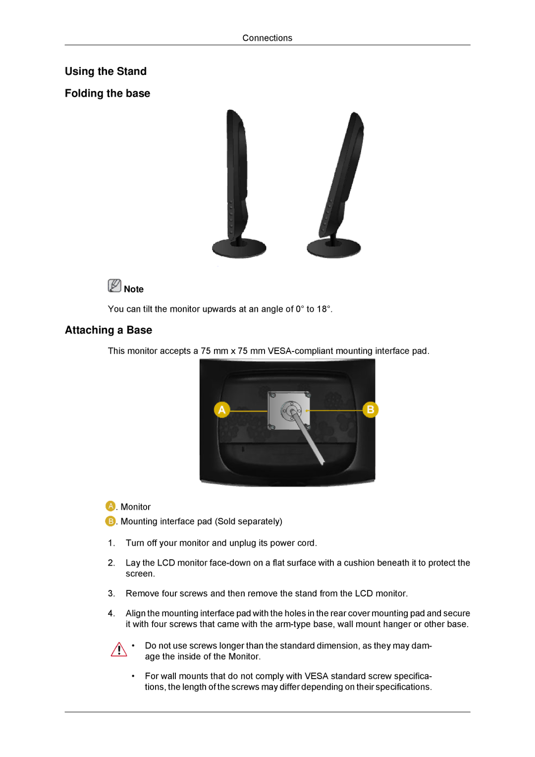 Samsung LS16CMYSFUXJ, LS17CMNSFMXV, LS16CMYSFMXV manual Using the Stand Folding the base, Attaching a Base 