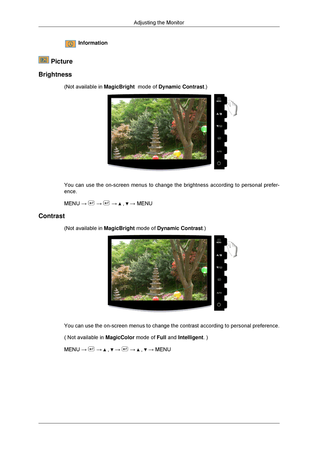 Samsung LS17CMNSFMXV, LS16CMYSFUXJ, LS16CMYSFMXV manual Picture Brightness 