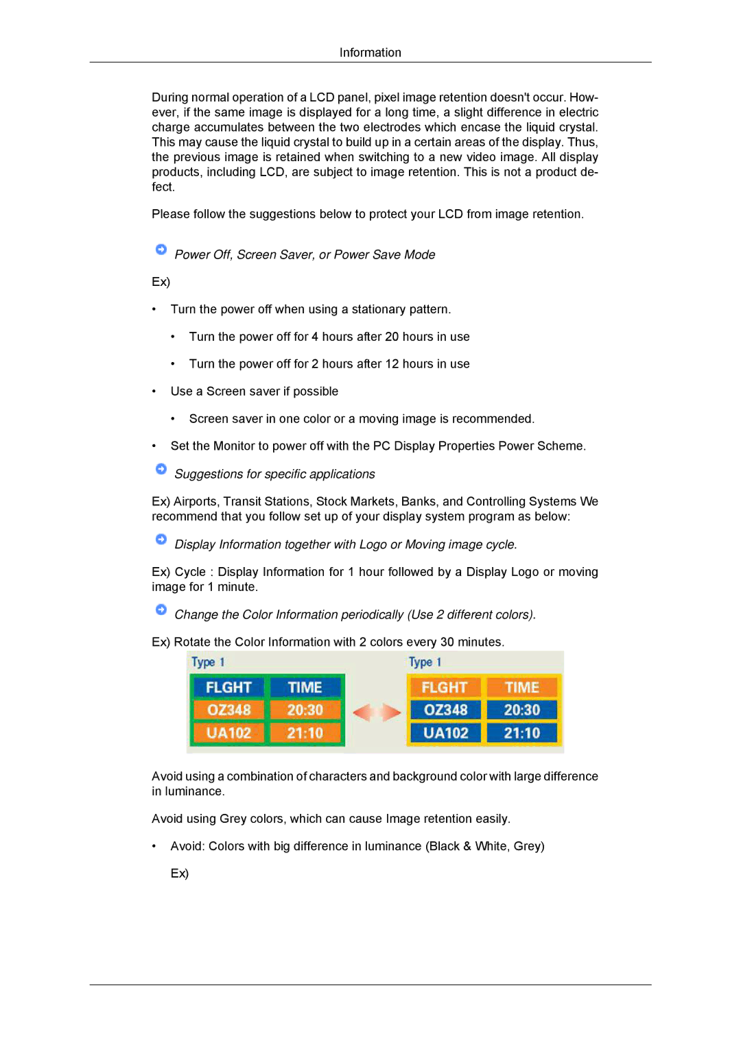 Samsung LS16CMYSFMXV, LS16CMYSFUXJ, LS17CMNSFMXV manual Display Information together with Logo or Moving image cycle 