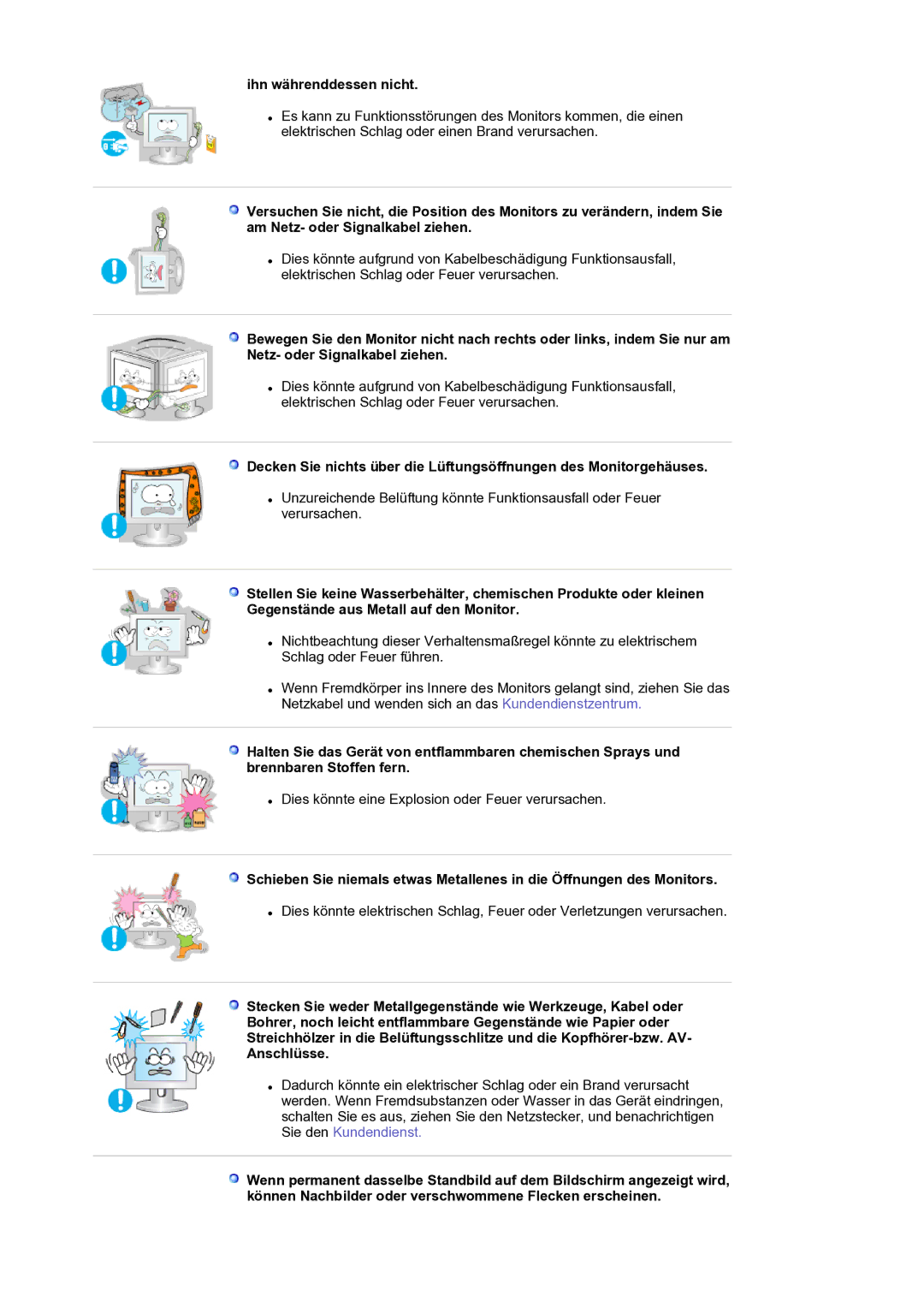 Samsung LS17BIDKSV/EDC manual Ihn währenddessen nicht 