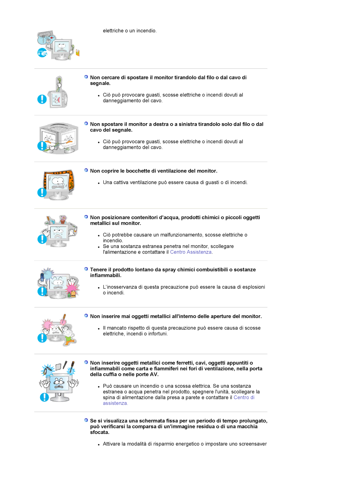 Samsung LS17BIDKSV/EDC manual Non coprire le bocchette di ventilazione del monitor 