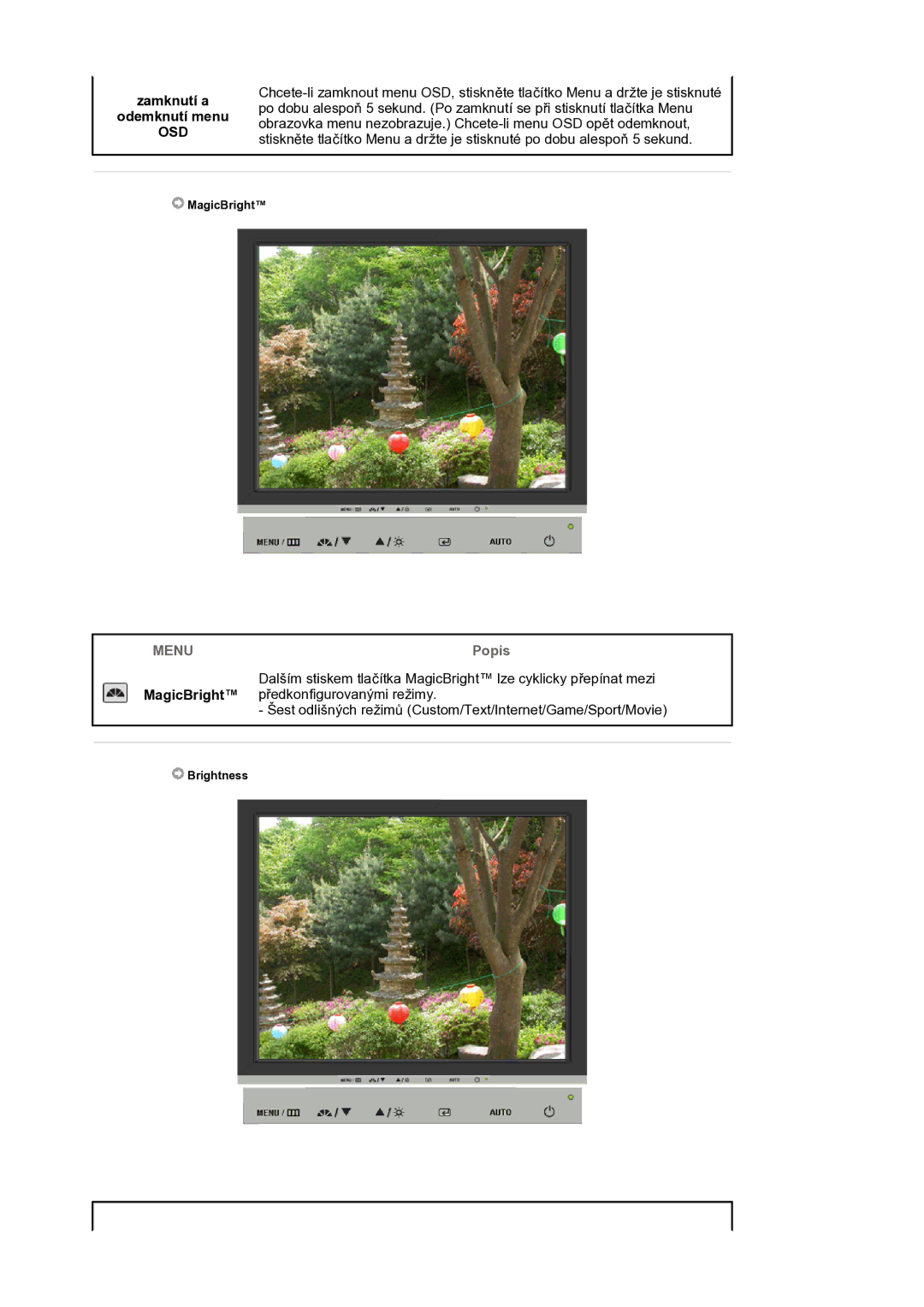 Samsung LS17BIDKSV/EDC manual Zamknutí a Odemknutí menu, Osd 