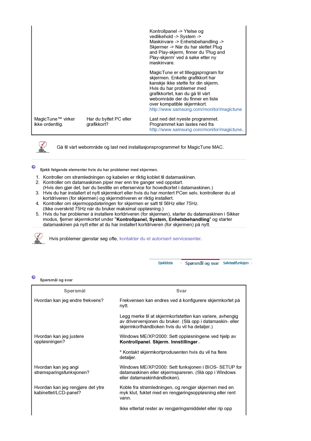 Samsung LS17BIDKSV/EDC manual Spørsmål 