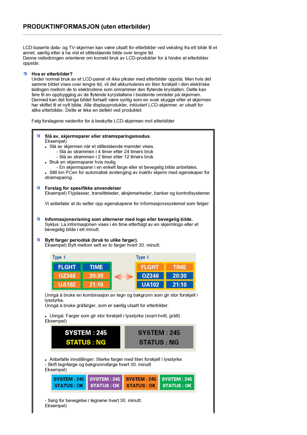 Samsung LS17BIDKSV/EDC manual Hva er etterbilder?, Slå av, skjermsparer eller strømsparingsmodus 