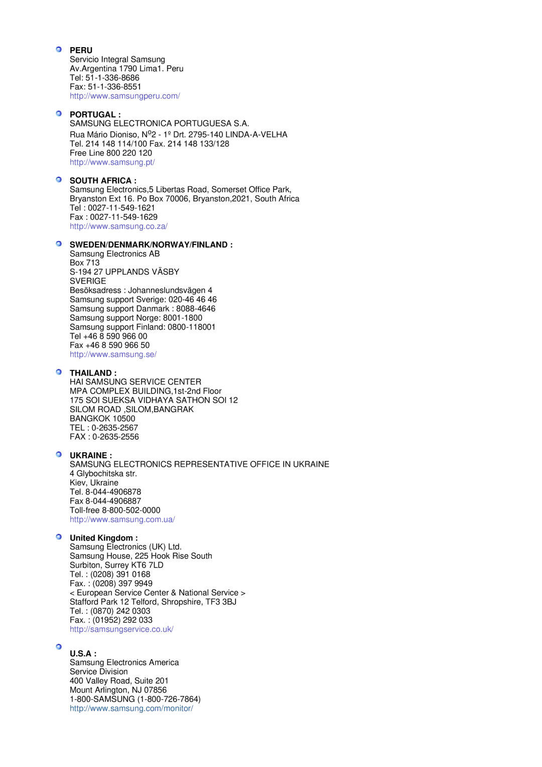 Samsung LS17BIDKSV/EDC manual Portugal, United Kingdom 