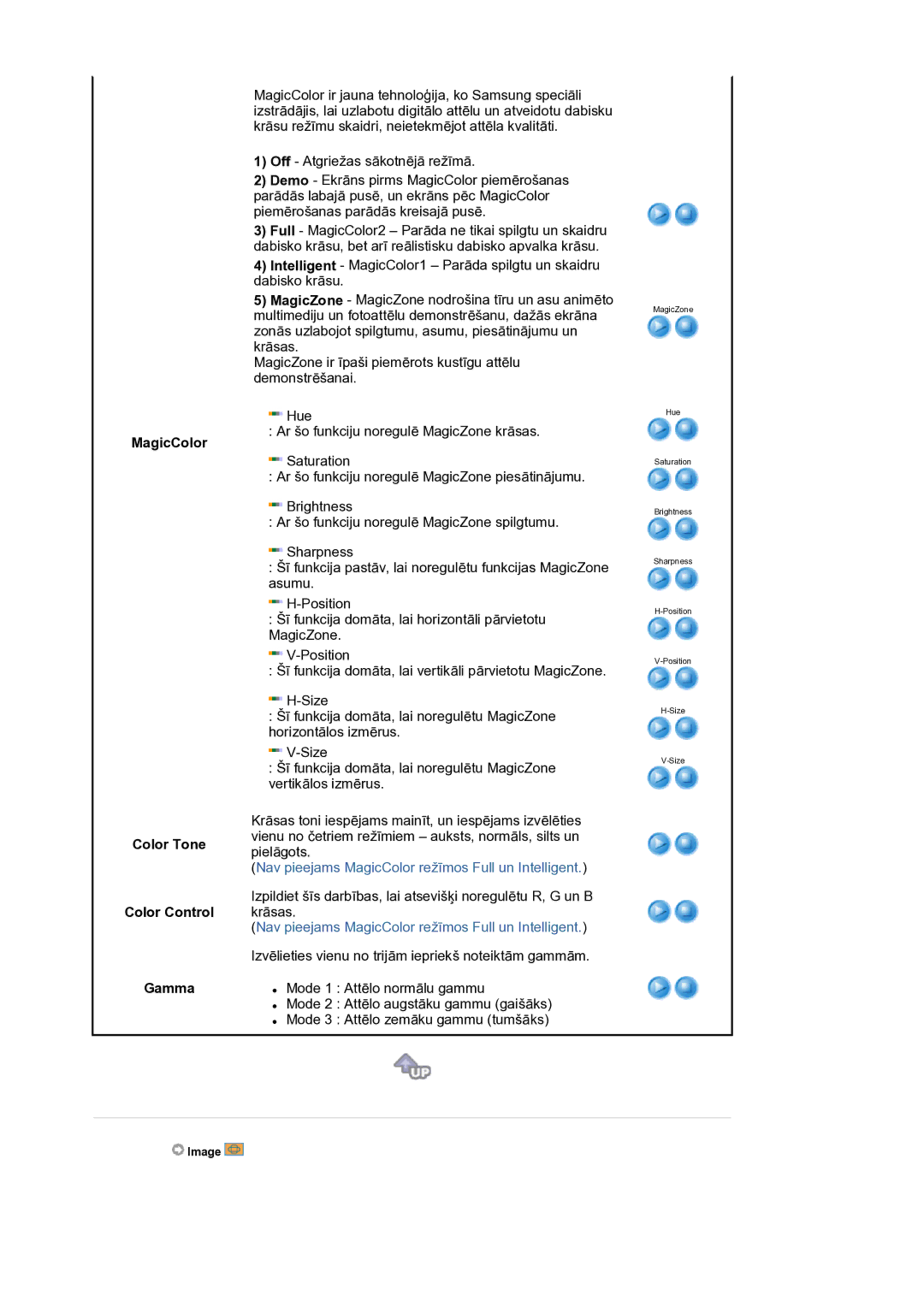 Samsung LS17BIDKSV/EDC manual MagicColor Color Tone Color Control Gamma, Off Atgriežas sākotnējā režīmā 