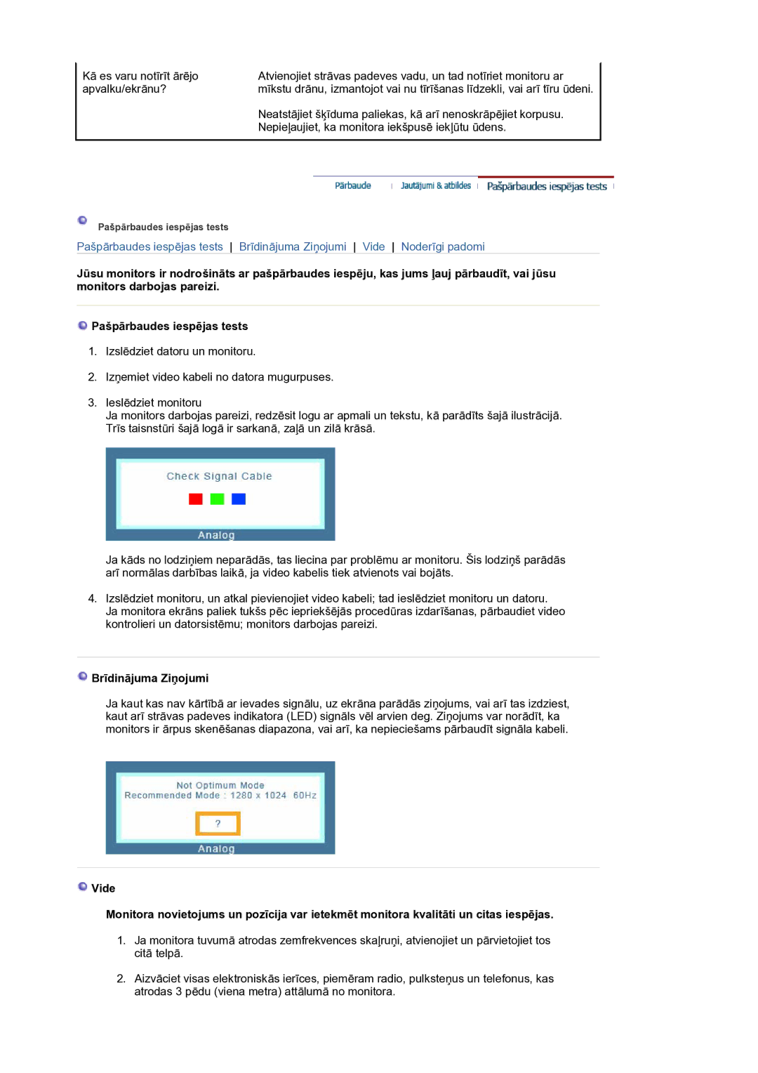 Samsung LS17BIDKSV/EDC manual Brīdinājuma Ziņojumi 