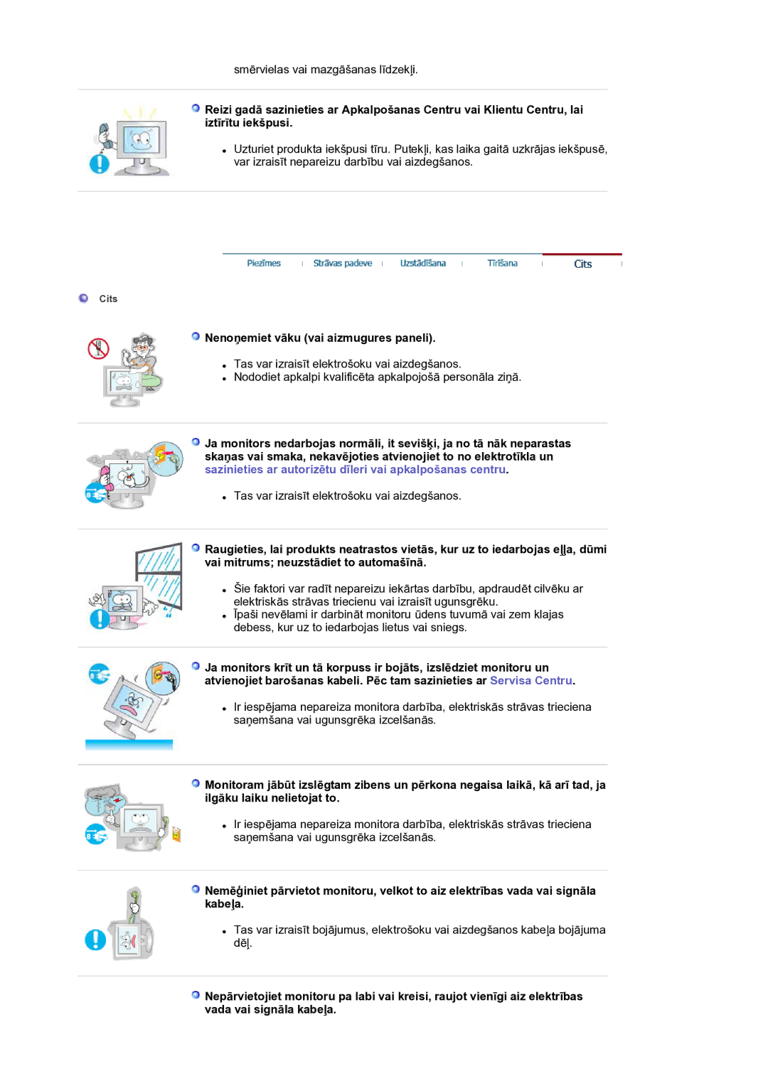 Samsung LS17BIDKSV/EDC manual Nenoņemiet vāku vai aizmugures paneli 