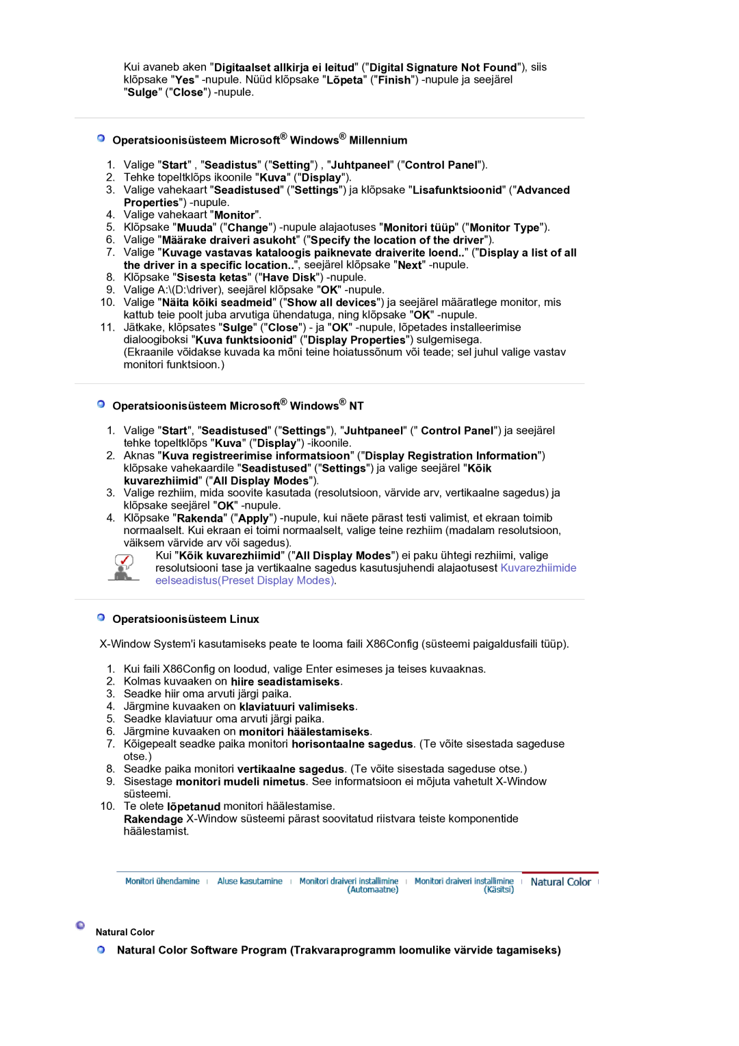 Samsung LS17BIDKSV/EDC manual Operatsioonisüsteem Linux, Järgmine kuvaaken on monitori häälestamiseks 