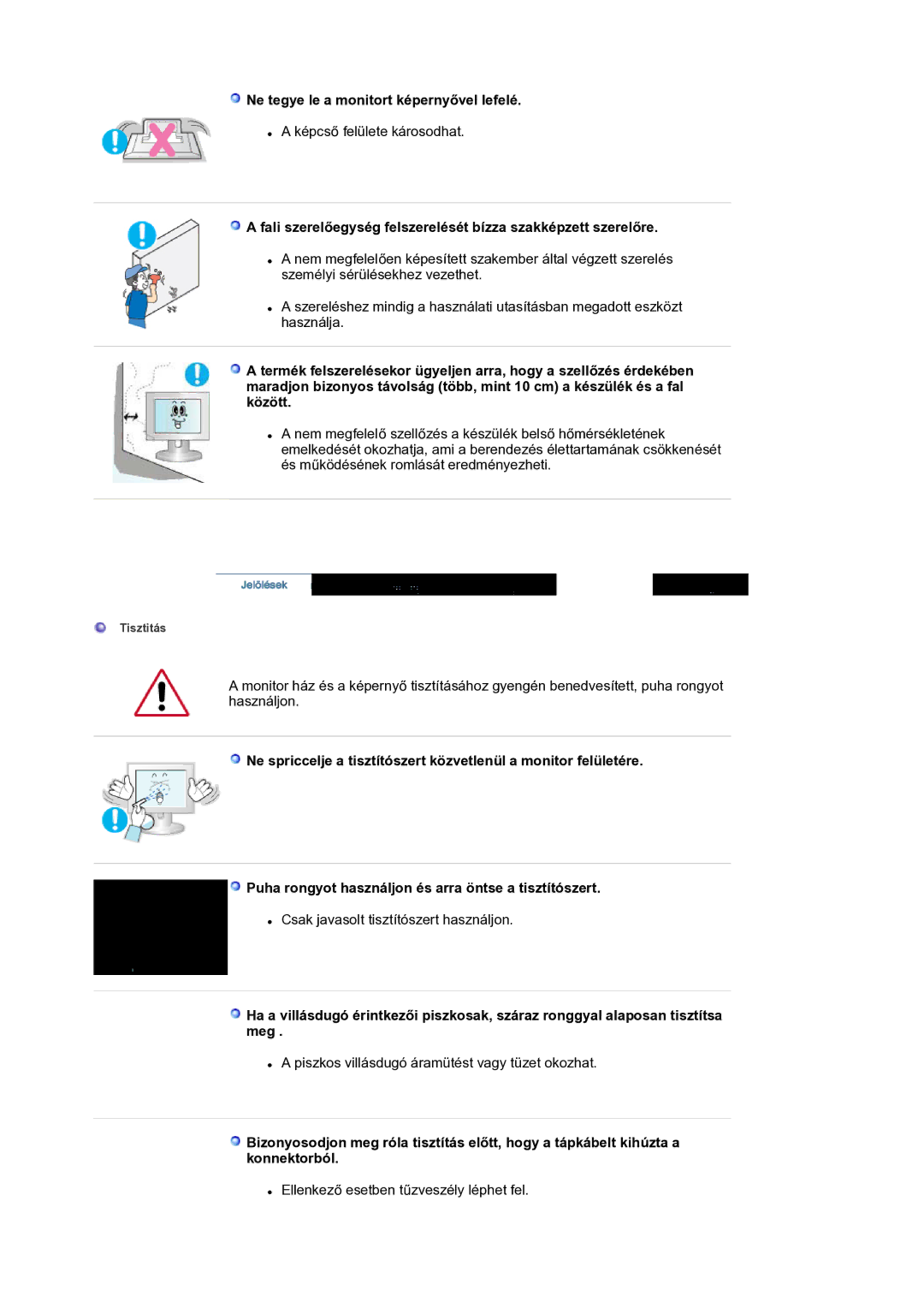 Samsung LS17BIDKSV/EDC manual Ne tegye le a monitort képernyővel lefelé 