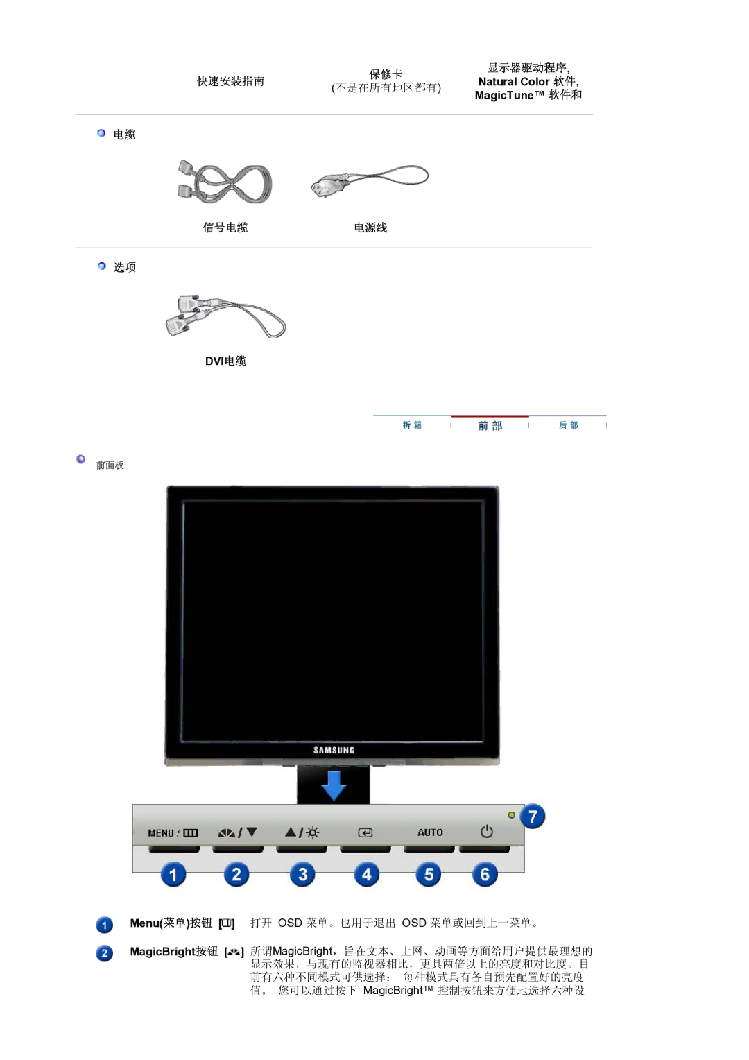 Samsung LS17BIDKSV/EDC manual 保修卡 显示器驱动程序 快速安装指南, 不是在所有地区都有, 信号电缆电源线 