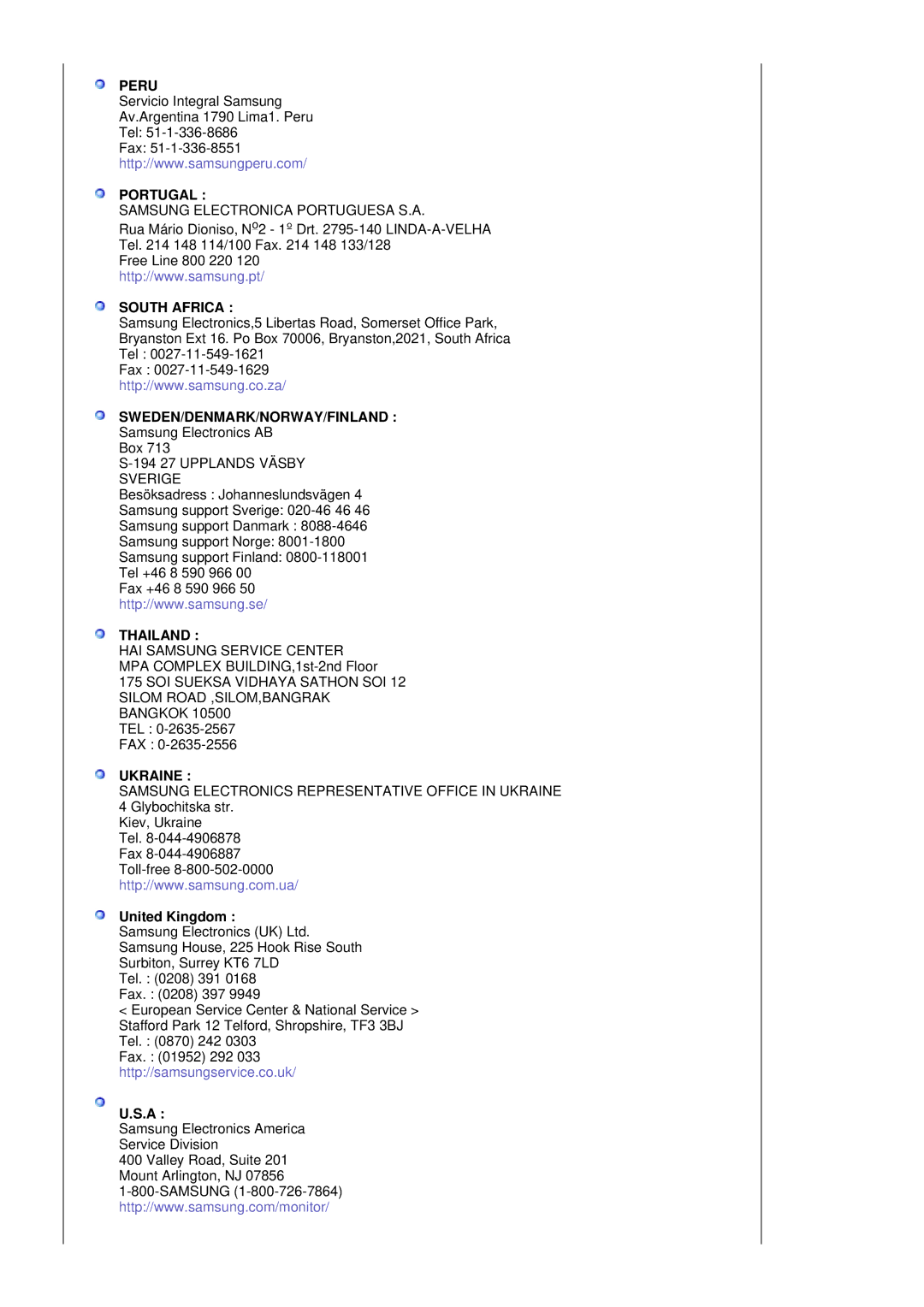 Samsung LS17BIDKSV/EDC manual Portugal, United Kingdom 