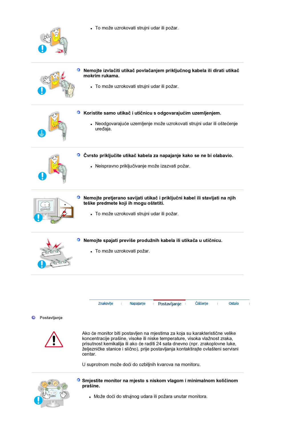 Samsung LS17BIDKSV/EDC manual Koristite samo utikač i utičnicu s odgovarajućim uzemljenjem 