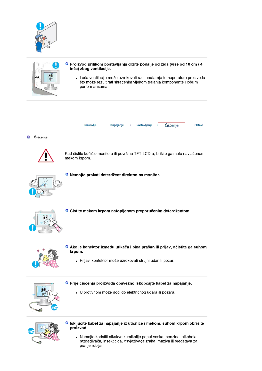 Samsung LS17BIDKSV/EDC manual Prljavi kontektor može uzrokovati strujni udar ili požar 