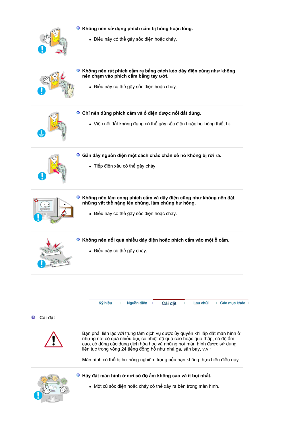 Samsung LS19DEPQAQ/VNT Không nên sӱ dөng phích cҳm bӏ hӓng hoһc lӓng, ChӍ nên dùng phích cҳm và ә ÿiӋn ÿѭӧc nӕi ÿҩt ÿúng 