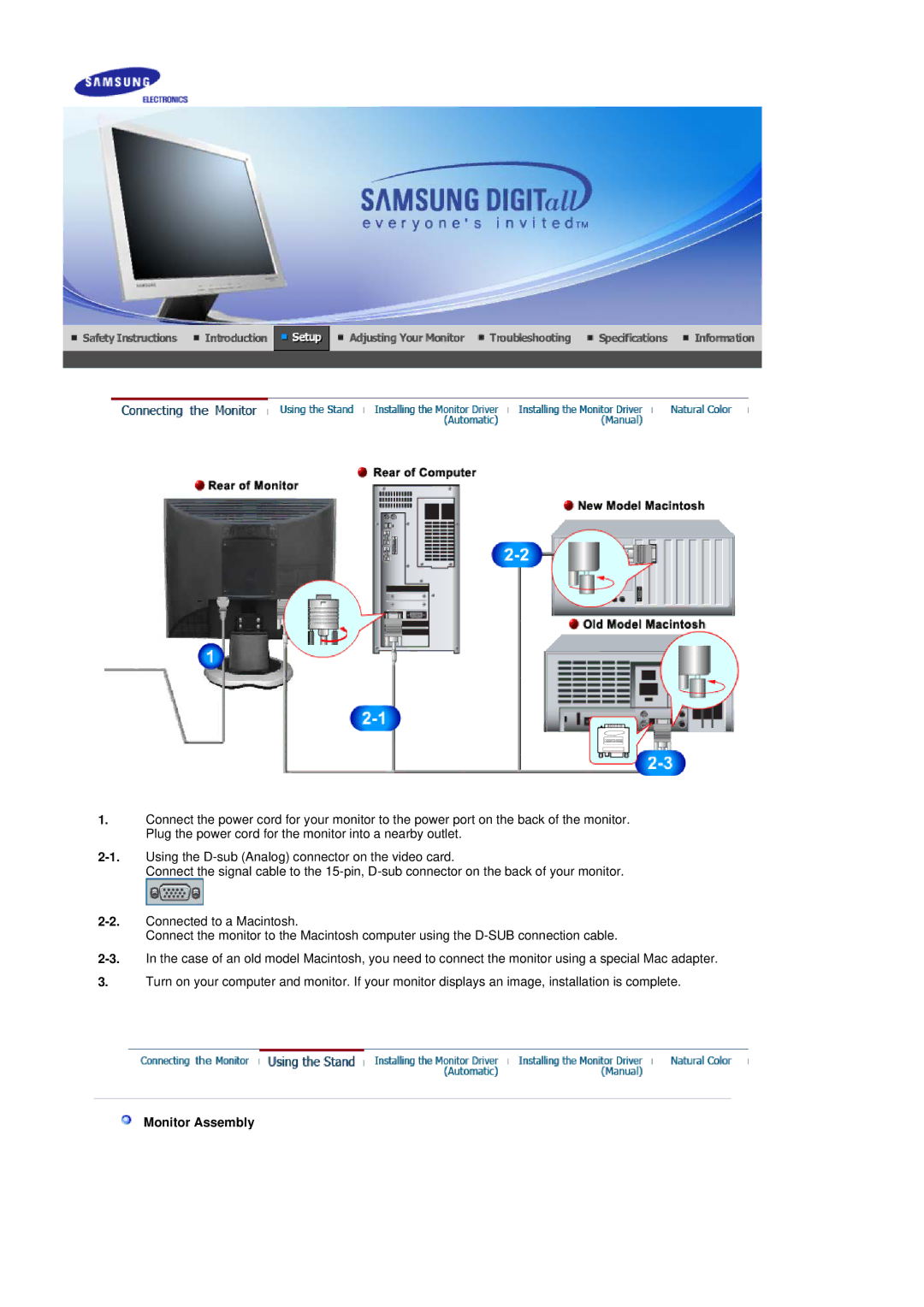 Samsung LS17GSEKS/EDC manual Monitor Assembly 