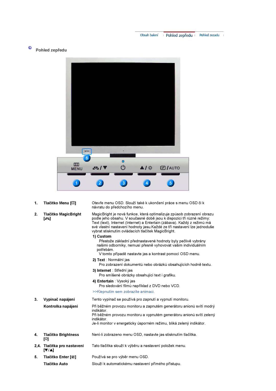 Samsung LS17GSEKS/EDC manual Pohled zepředu 