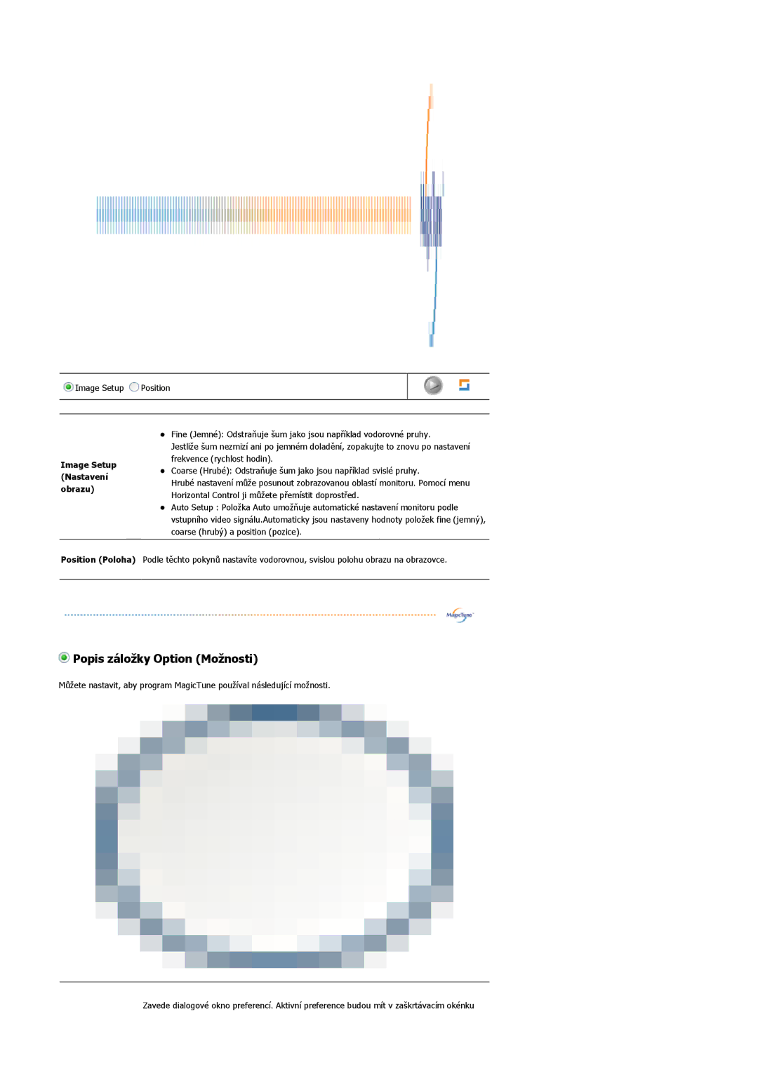 Samsung LS17GSEKS/EDC manual Popis záložky Option Možnosti 