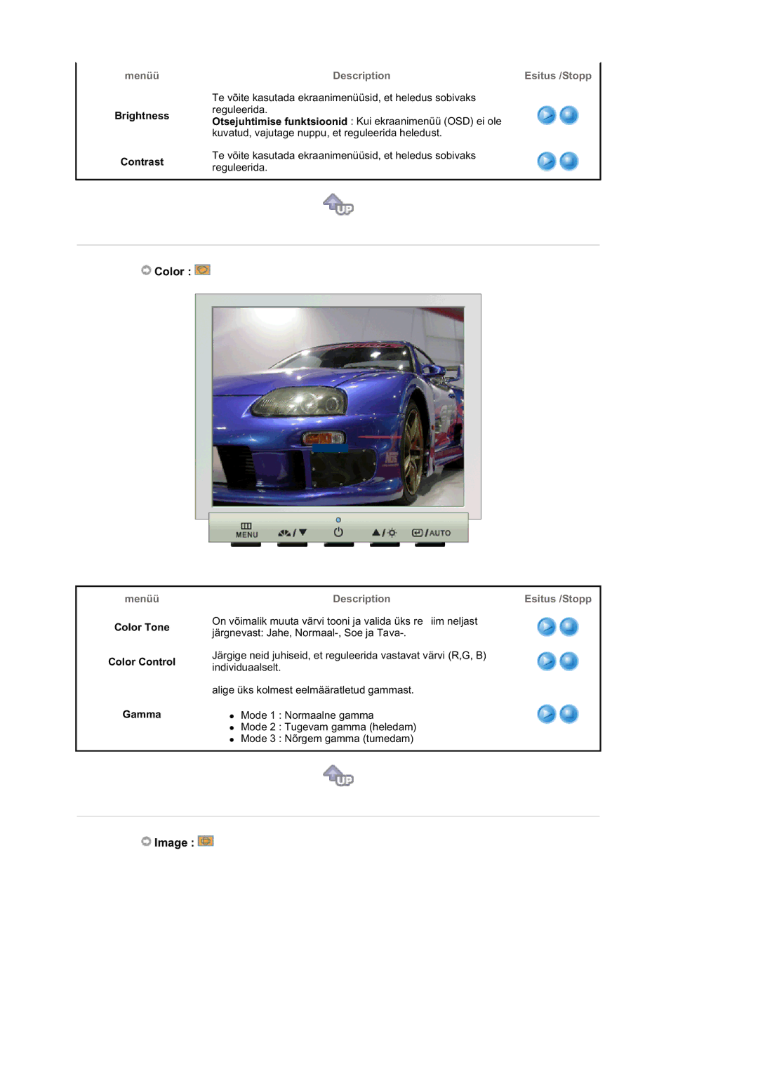 Samsung LS17GSEKS/EDC manual Image, Brightness Contrast, Color Tone Color Control Gamma 