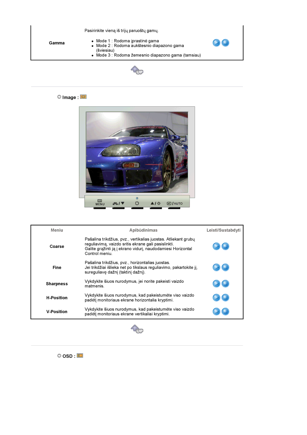 Samsung LS17GSEKS/EDC manual Image, Osd, Gamma, Coarse Fine Sharpness Position 