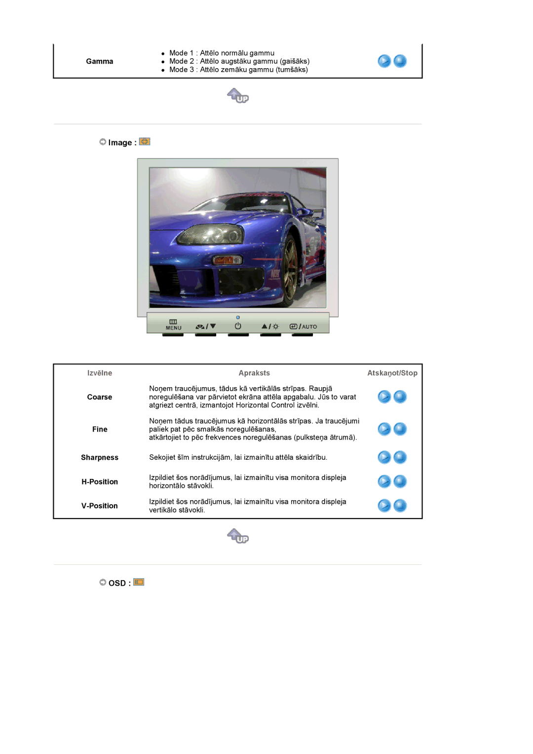 Samsung LS17GSEKS/EDC manual Image, Osd, Gamma, Coarse Fine Sharpness Position 