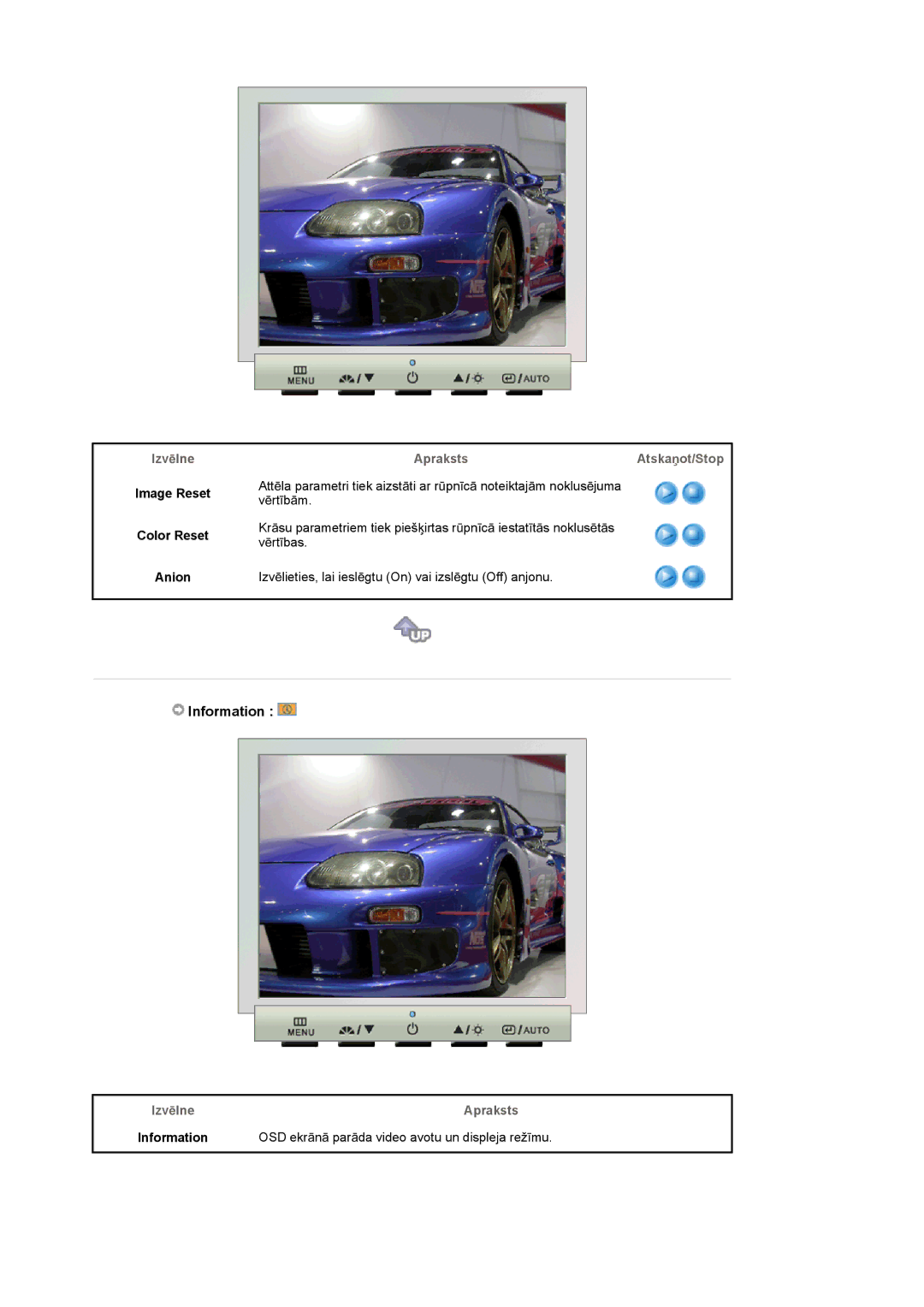 Samsung LS17GSEKS/EDC manual Information, Image Reset Color Reset Anion, OSD ekrƗnƗ parƗda video avotu un displeja režƯmu 