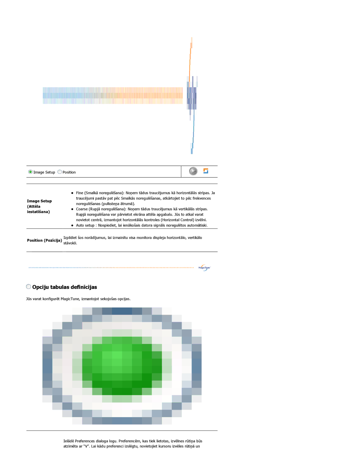 Samsung LS17GSEKS/EDC manual Opciju tabulas definīcijas 