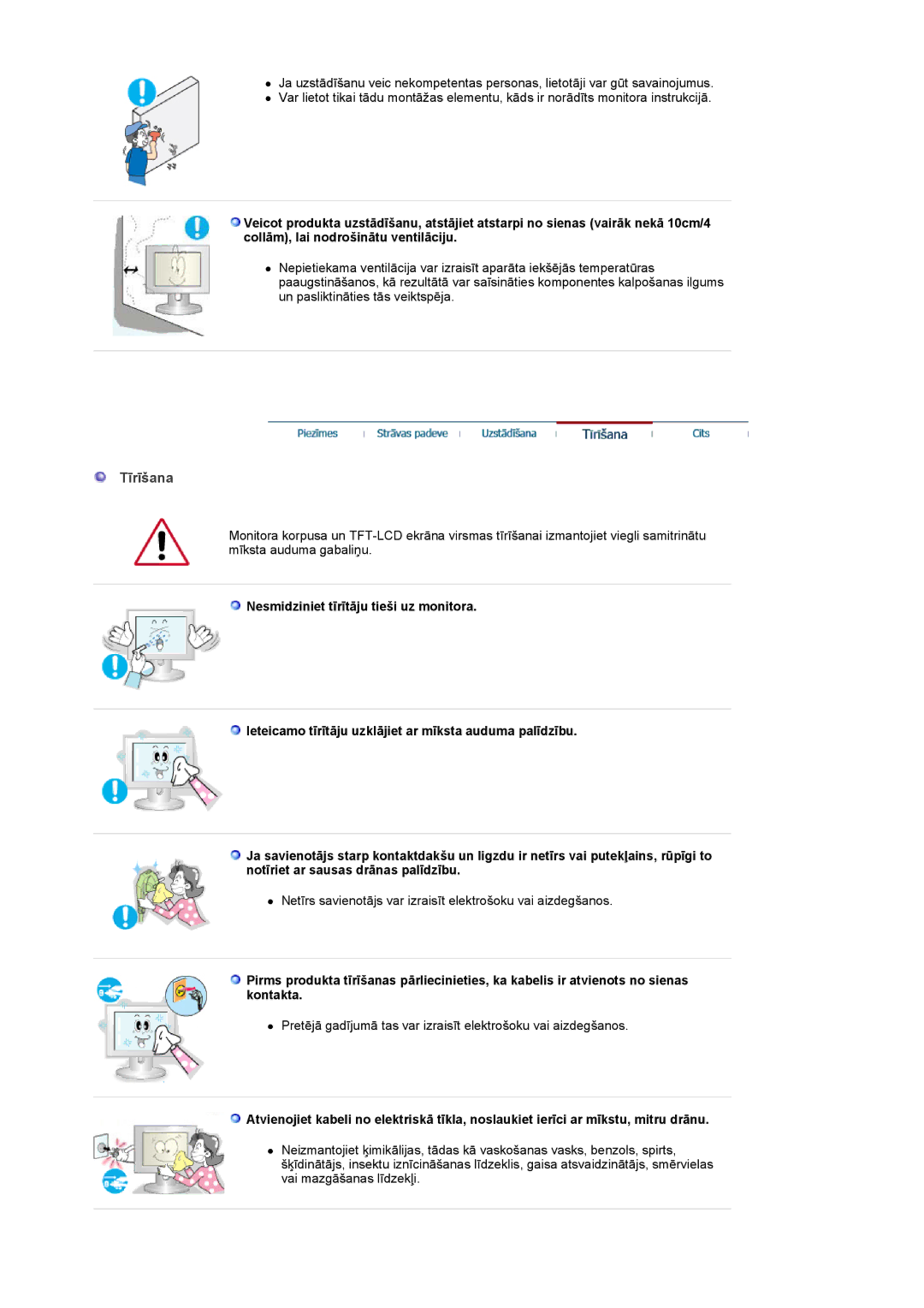 Samsung LS17GSEKS/EDC manual Tīrīšana 