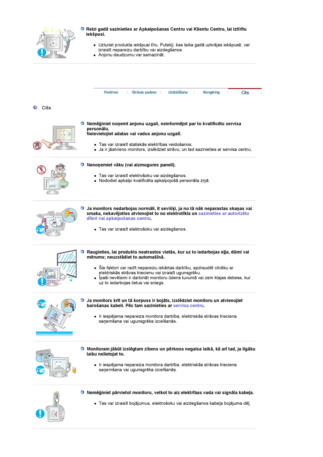 Samsung LS17GSEKS/EDC manual Cits, Nenoņemiet vāku vai aizmugures paneli 