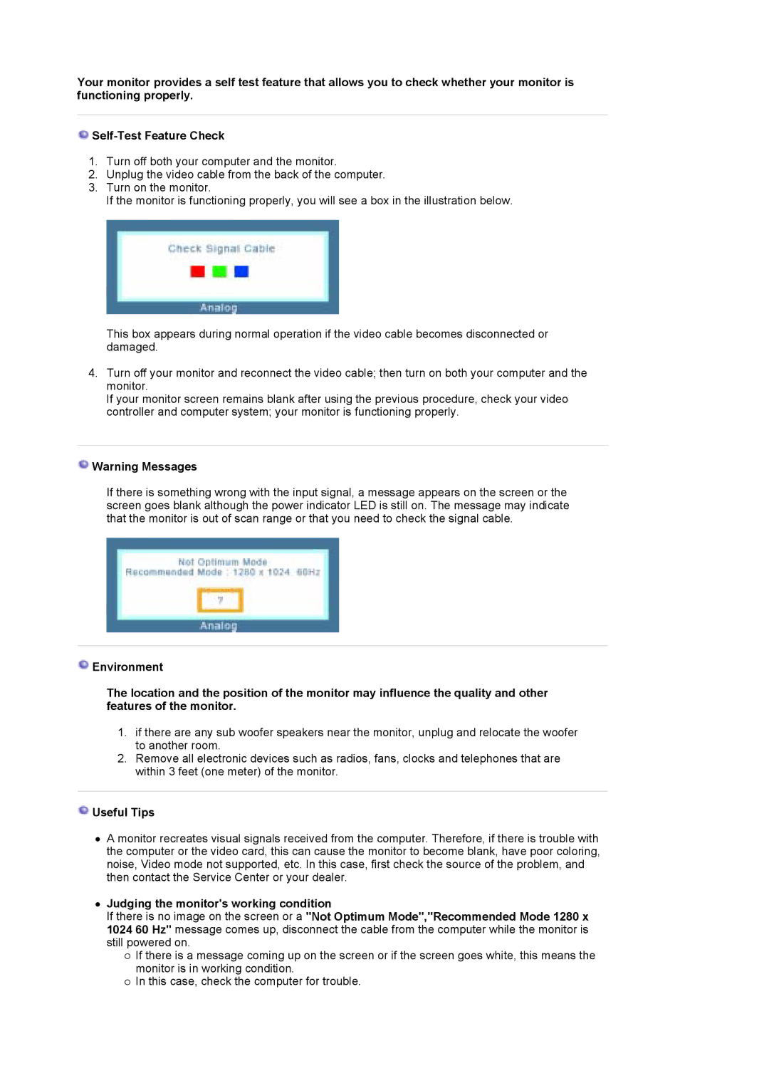 Samsung LS17HAAKSUEDC, LS17HAAKNUEDC, LS17HAAKBDUEDC manual Useful Tips 