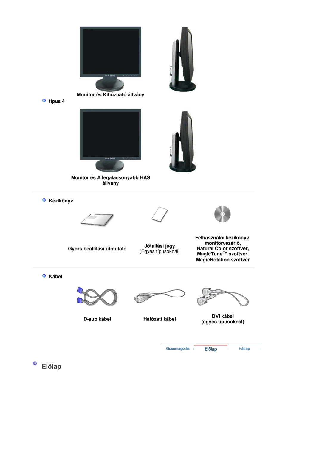 Samsung LS19HAPASQ/EDC, LS17HABTS7/EDC, LS19HATESH/EDC, LS19HALKSB/EDC manual MagicTune szoftver, MagicRotation szoftver 