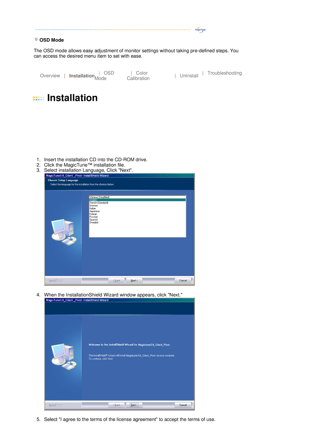 Samsung LS17HJBQHV/SAI, LS17HJBQHV/XSG, LS19HJBQHV/SAI manual OSD Mode, Overview Installation 