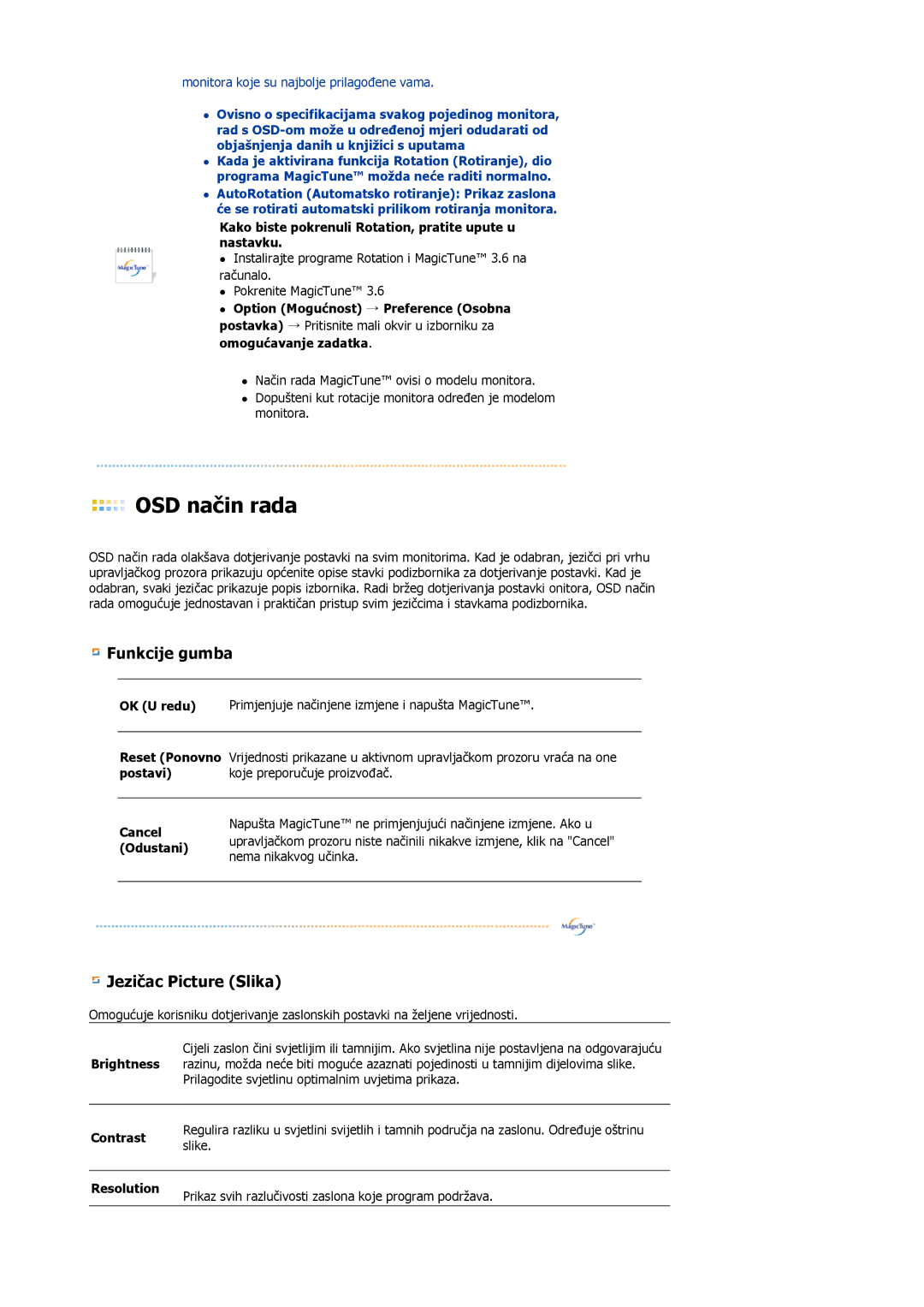 Samsung LS17HJDQHV/EDC Kako biste pokrenuli Rotation, pratite upute u nastavku, OK U redu, Reset Ponovno, Postavi, Cancel 