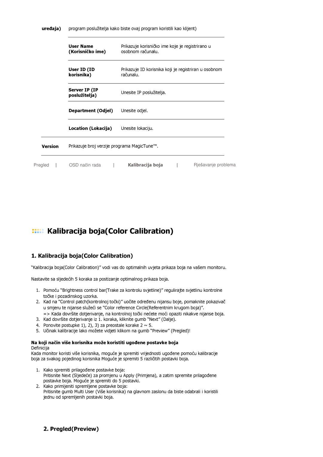 Samsung LS19HJDQHV/EDC, LS17HJDQHV/EDC, LS17HJDQFV/EDC manual Kalibracija bojaColor Calibration 