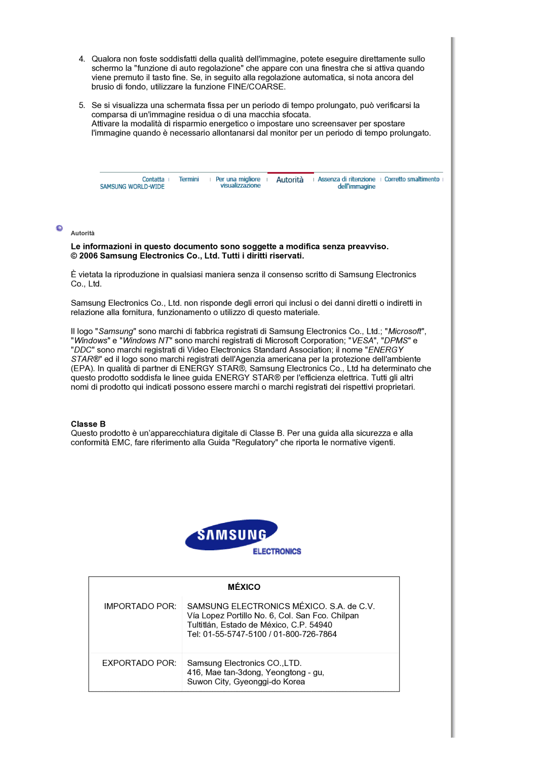 Samsung LS19HJDQHV/XSE, LS17HJDQHV/EDC, LS19HJDQHV/EDC manual Classe B, México 