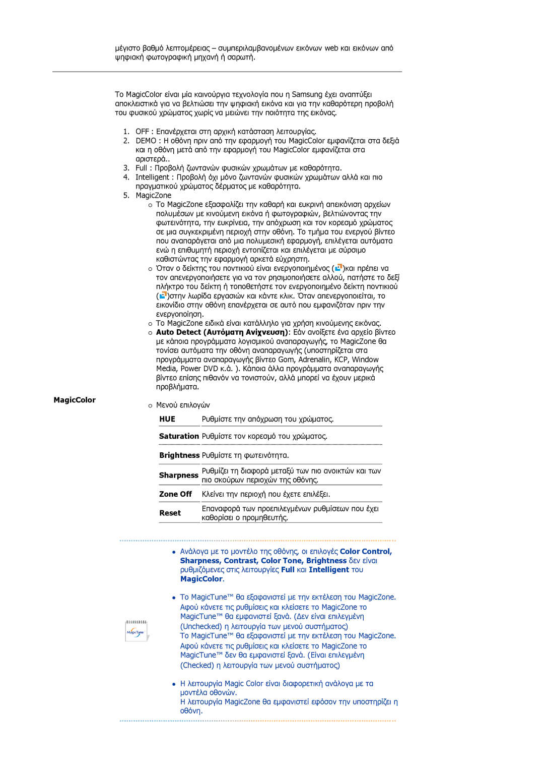 Samsung LS19HJDQHV/EDC, LS17HJDQHV/EDC manual Hue, Sharpness Zone Off Reset 