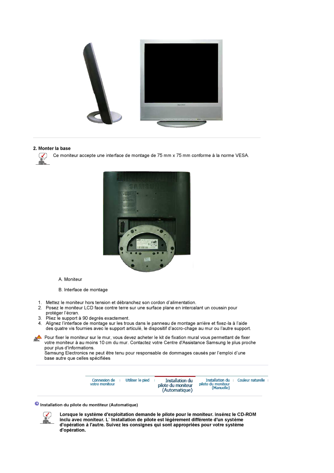 Samsung LS17MCASS/EDC manual Monter la base 