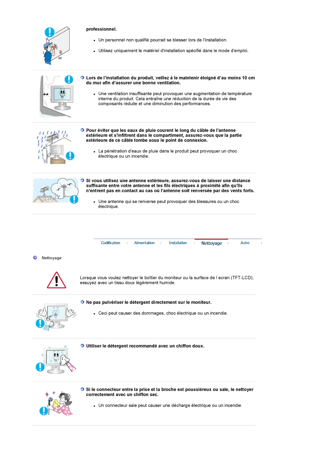 Samsung LS17MCASS/EDC manual Professionnel, Ne pas pulvériser le détergent directement sur le moniteur 