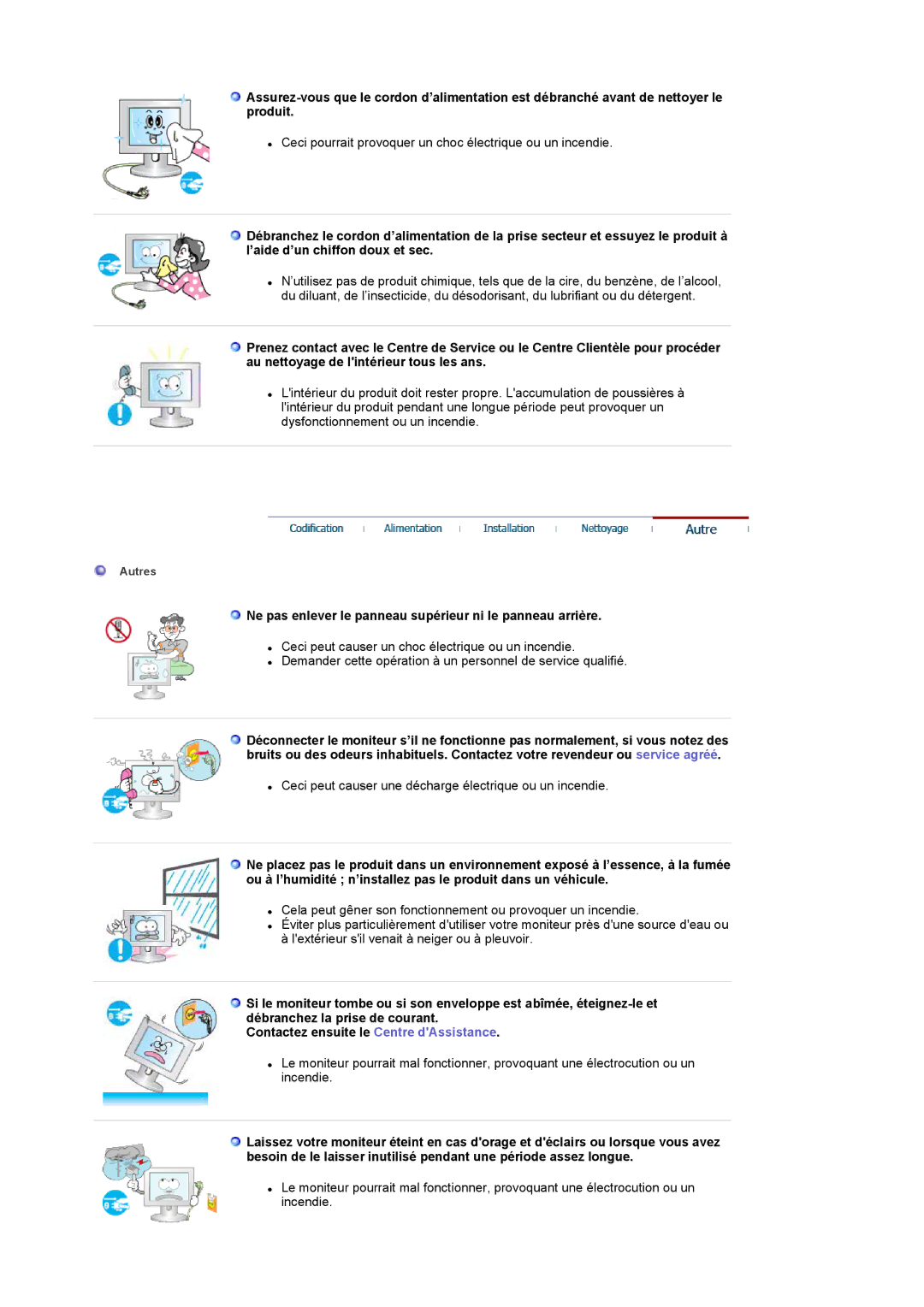 Samsung LS17MCASS/EDC manual Ne pas enlever le panneau supérieur ni le panneau arrière 