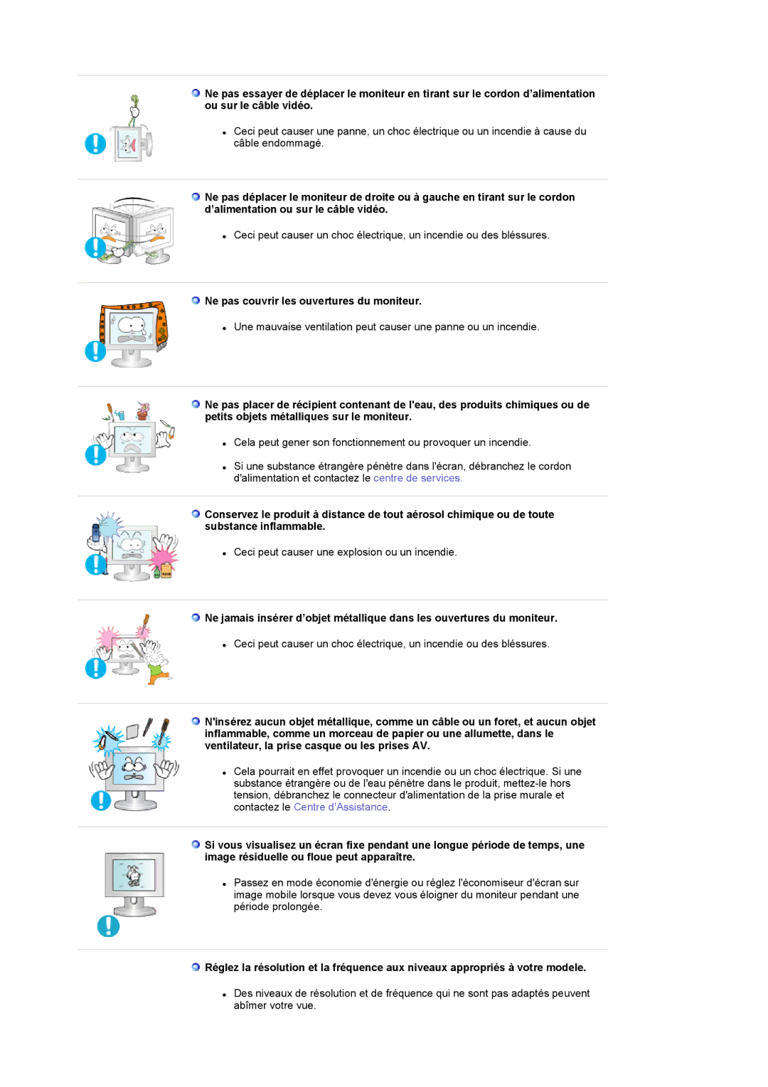 Samsung LS17MCASS/EDC manual Ne pas couvrir les ouvertures du moniteur 