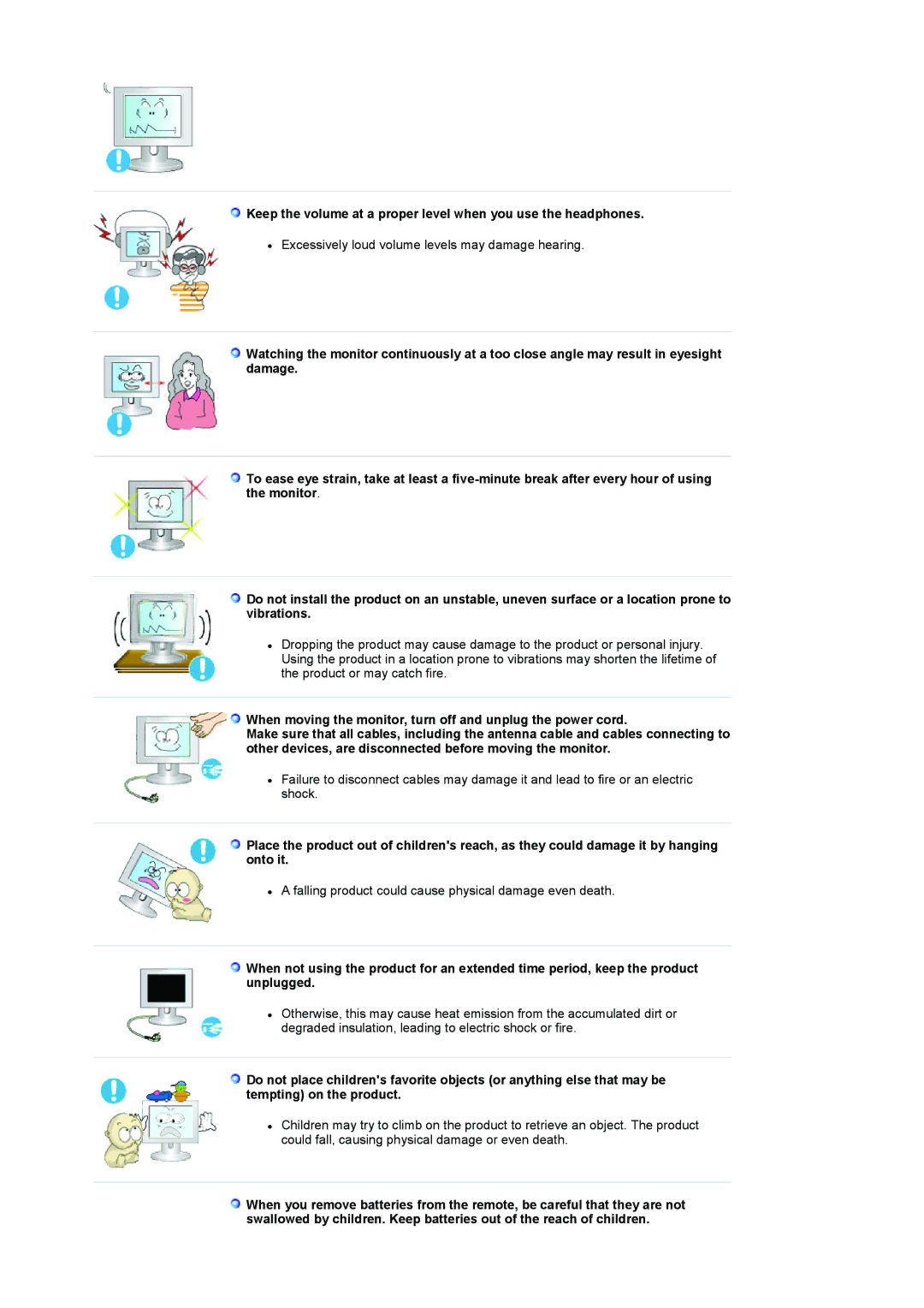 Samsung LS17MCASS/EDC manual Excessively loud volume levels may damage hearing 