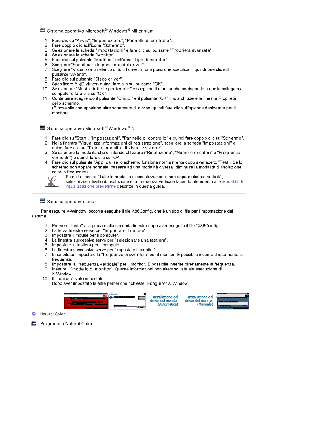 Samsung LS17MCASS/EDC manual Scegliere Specificare la posizione del driver, Sistema operativo Microsoft Windows NT 