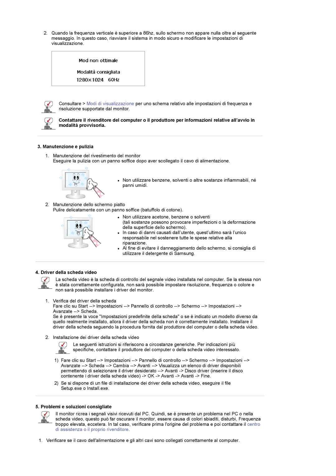 Samsung LS17MCASS/EDC manual Driver della scheda video, Problemi e soluzioni consigliate 