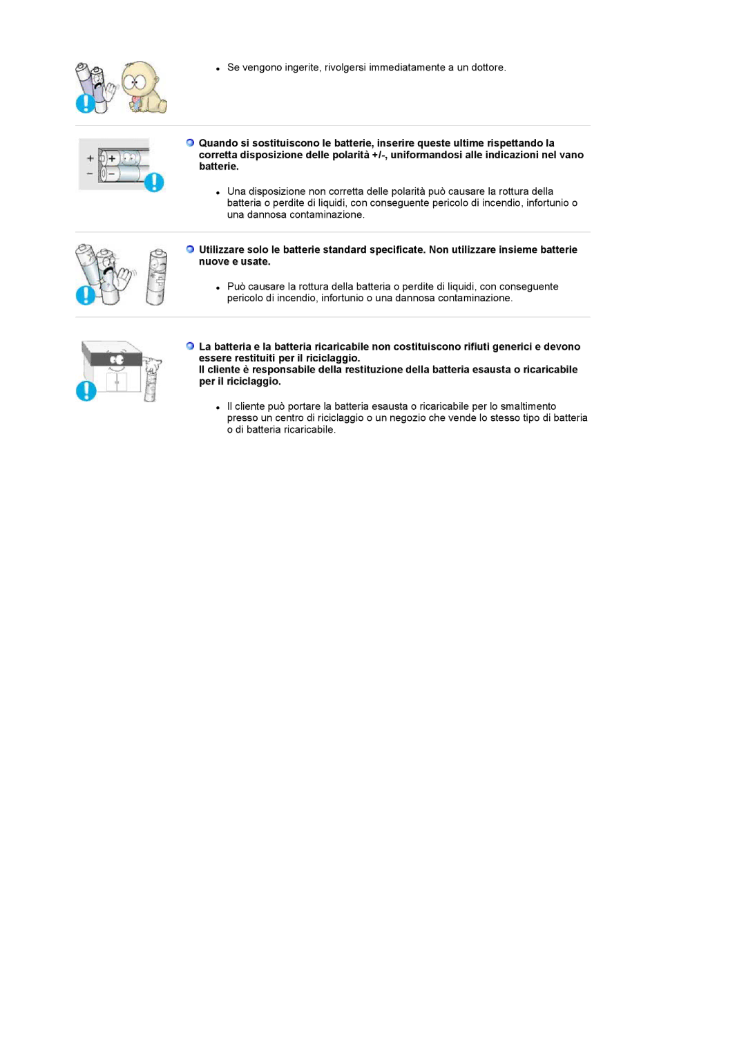 Samsung LS17MCASS/EDC manual Se vengono ingerite, rivolgersi immediatamente a un dottore 