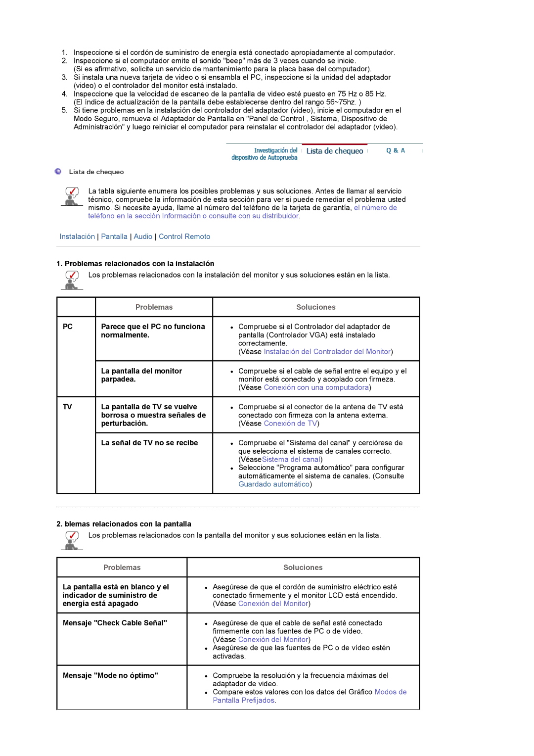 Samsung LS17MCASS/EDC manual Problemas relacionados con la instalación, Parece que el PC no funciona, Normalmente, Parpadea 